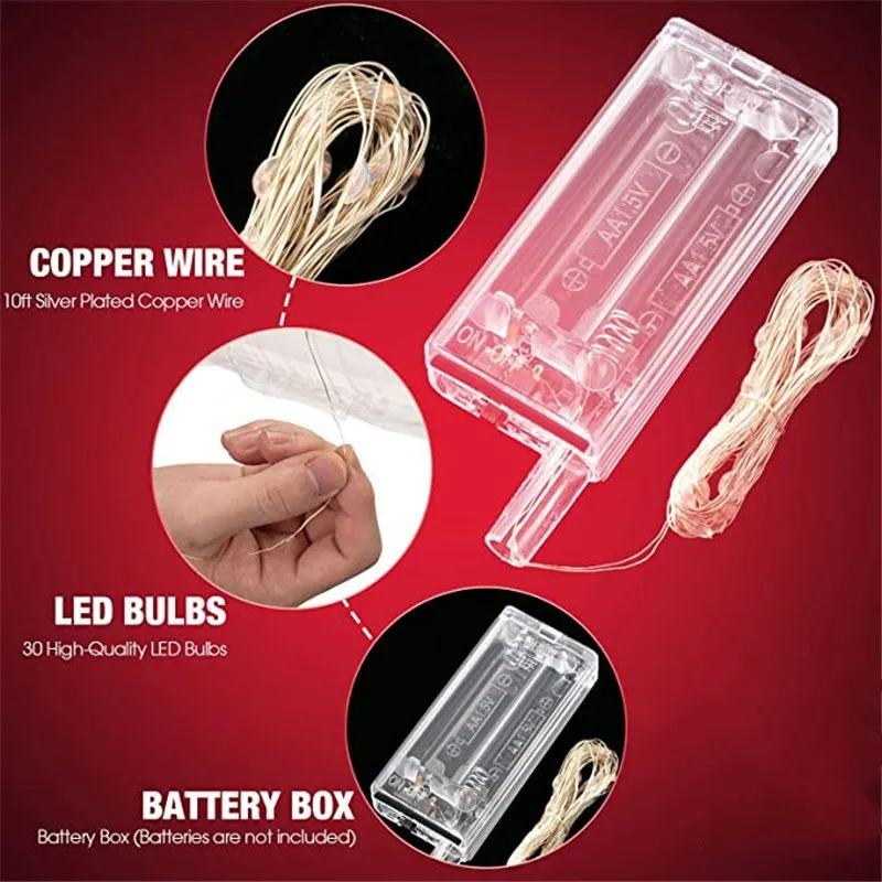 5 шт. прозрачный стеклянный шар со светодиодной гирляндой на День святого