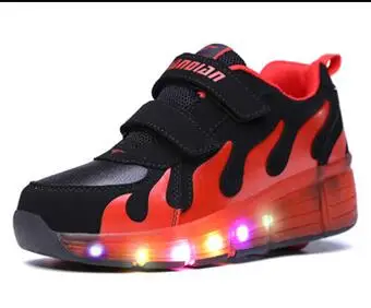 Red single wheel Светодиодный светильник Heelys; кроссовки с двумя колесами для мальчиков и девочек; повседневная обувь на роликах для девочек; Zapatillas Zapatos Con Ruedas - Цвет: Red single wheel