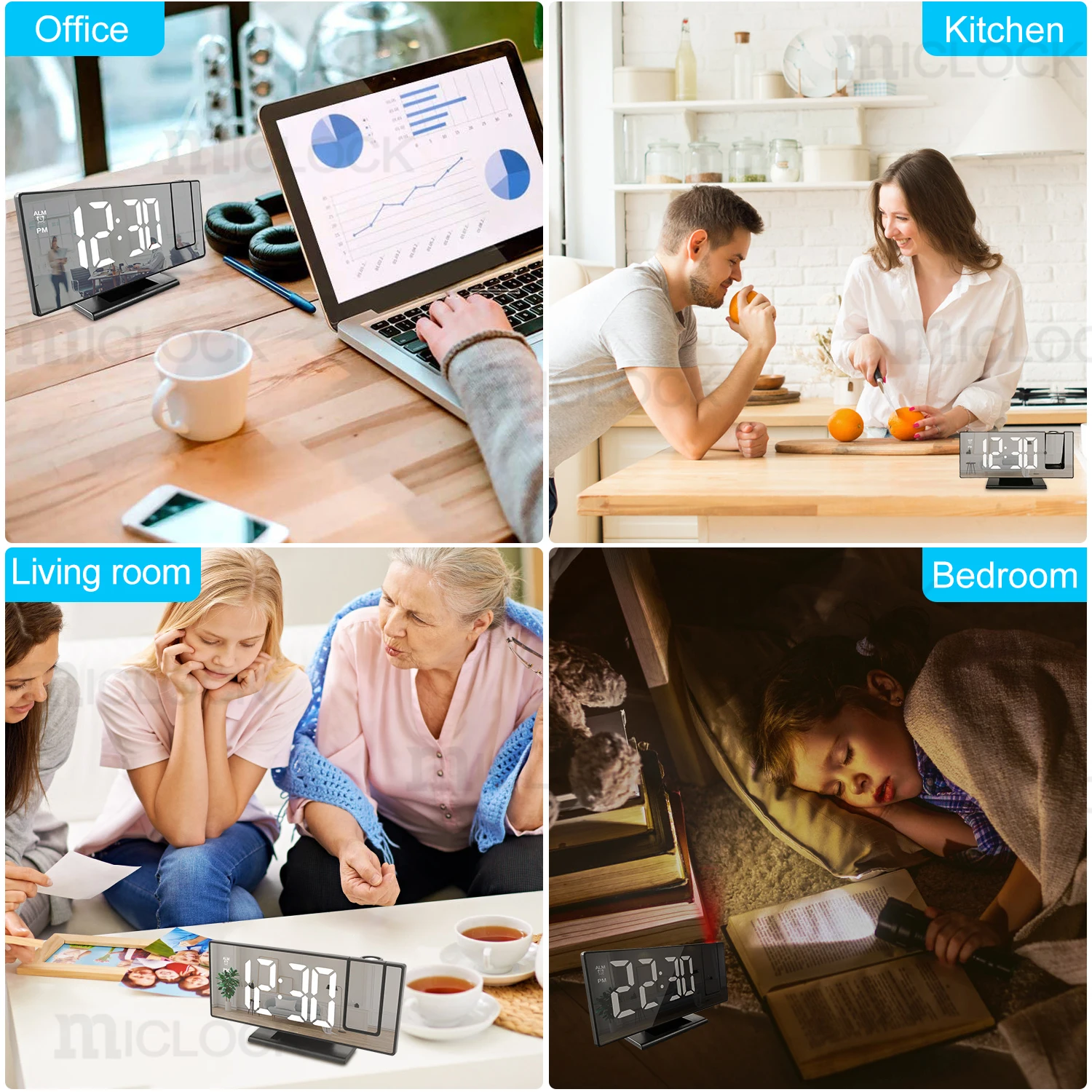 MICLOCK Новый 3D проекционный Будильник Повтор сигнала большие светодиодные