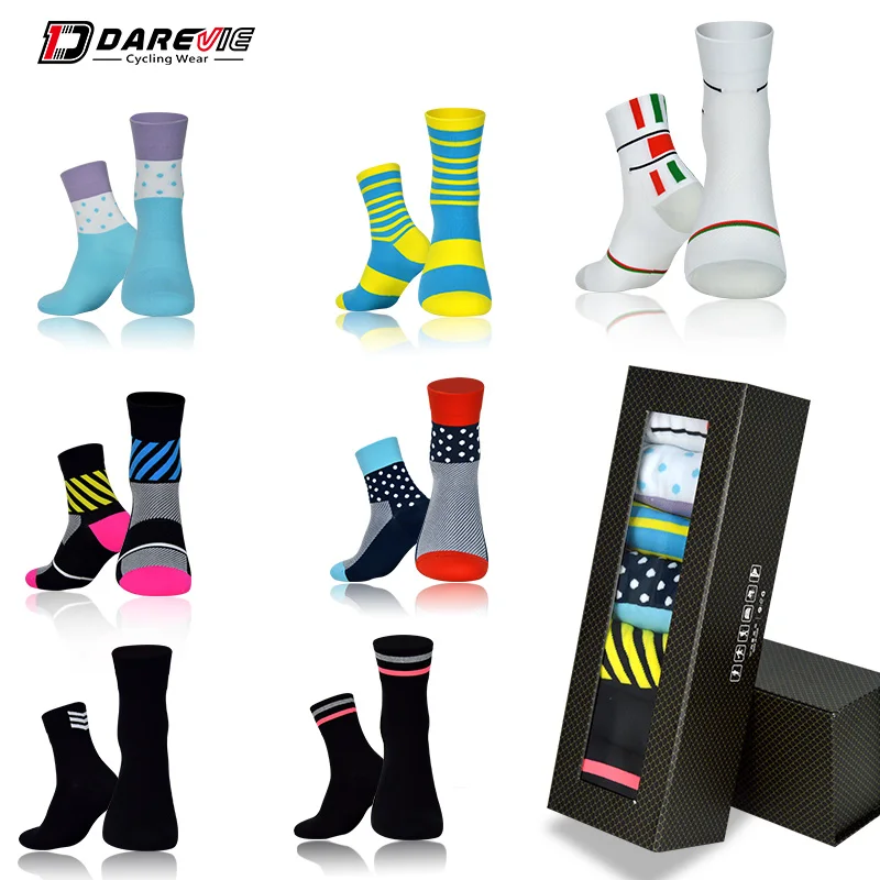 Darevie cycling socks soft sports socks breathable socks elastic biking socks anti-bacterial reflective bicycle cocks MTB road