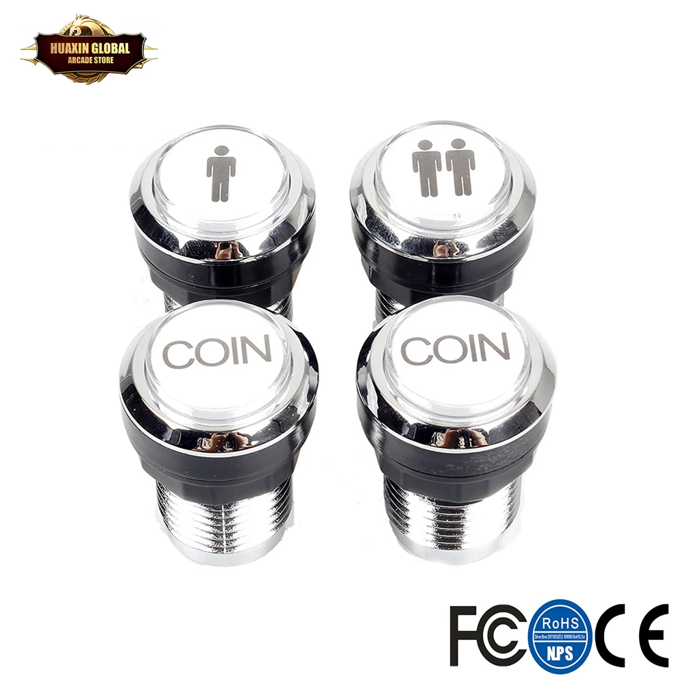 Аркадные кнопки хромированный посеребренный 5 В/12 В светодиодный кнопочный 1P / 2P