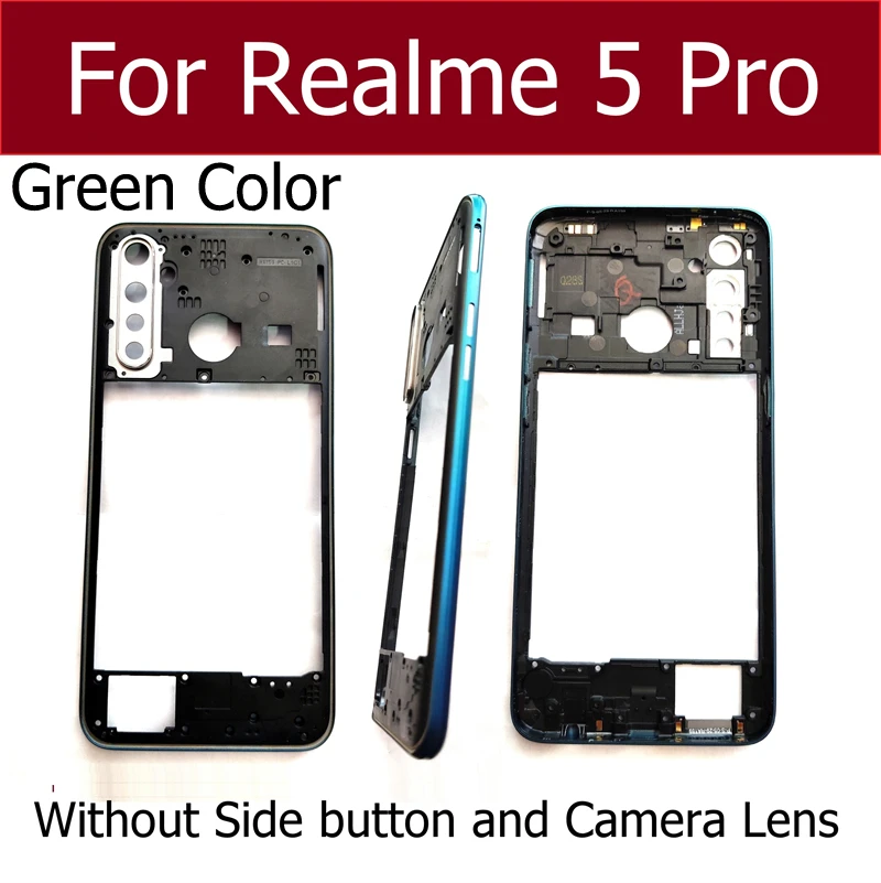 lcd front frame housing bezel cover case for oppo realme 5 pro q middle frame withwithout side button and cam lens repair parts free global shipping
