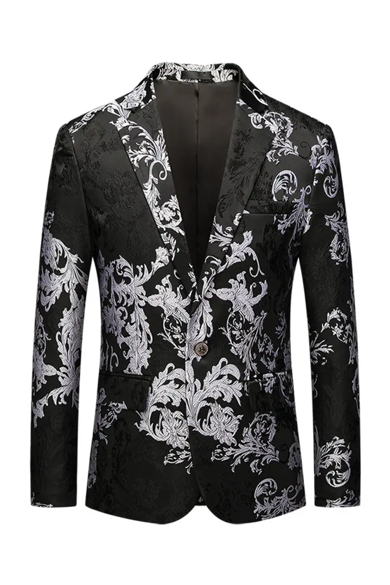 

Luxury Paisley Jacquard Men Blazer White Black Groom Wedding Blazer Men 2021 New Fashion Slim Fit Casual Floral Men Jacket 6xl