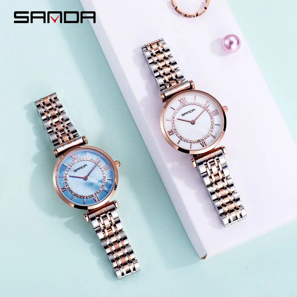 Часы наручные Sanda женские кварцевые элегантные романтические брендовые люксовые