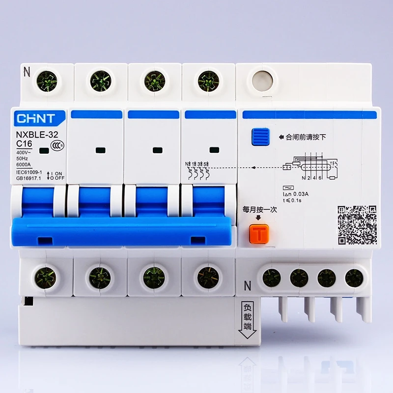 Устройство для остаточного тока CHINT AC 230/400V NXBLE 32 4P C 6 10 16 20 25 32A Тип защита от