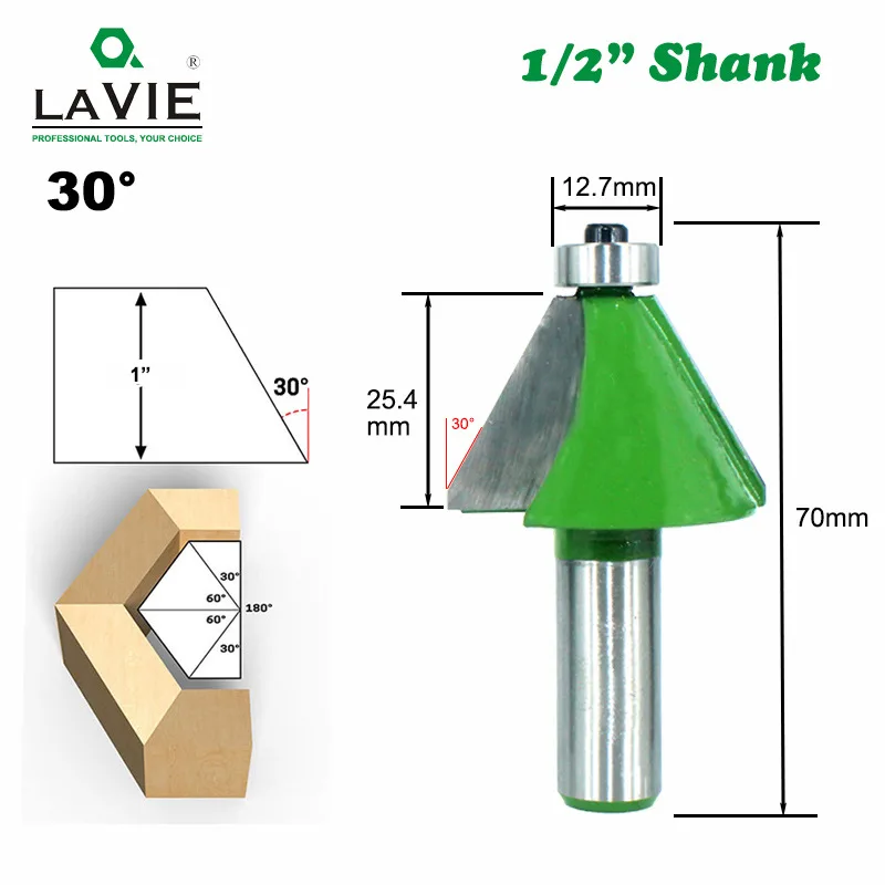 Фреза фасок LAVIE MC03232 1 шт. хвостовик 12 мм 1/2 дюйма фреза 11 25 15 22 5 30 45 градусов для