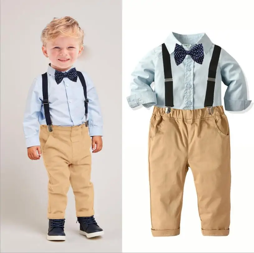 Baby boy clothing Suit Boy clothes wedding Bow tie gentleman baby Birthday banquet Full dress Rompers Children's wear PCS stripe |