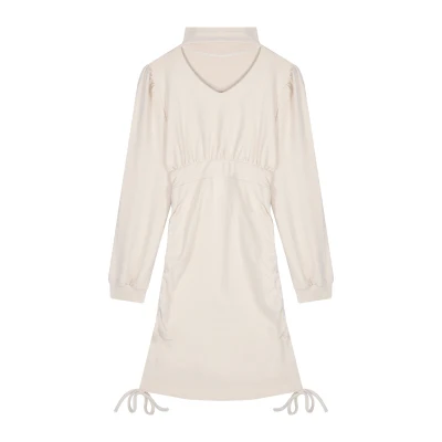 

V-Neck Halter Hollow Out Drawstring Elegant Dress Women Fashion Solid Long Sleeve Sexy Ladies Outwear Bodycon Dress