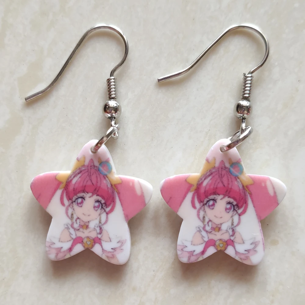 Модные японские акриловые серьги в форме звезды из мультфильма для детей плоские