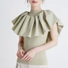 Вязаный пуловер Kuzuwata со съемными косыми плечами и оборками, без рукавов, в стиле пэчворк, осень 2022, новый дизайн, джемпер, модный свитер