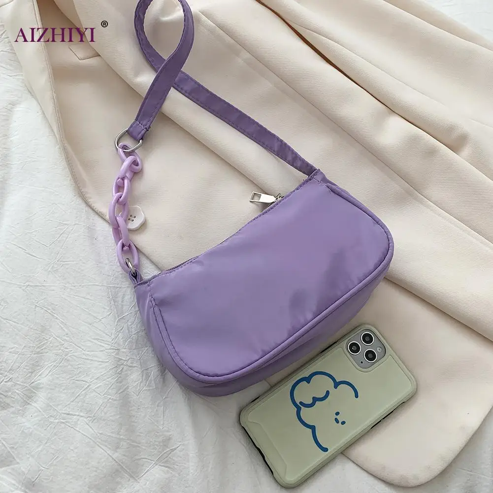 

Women Casual Handbag Simple Nylon Daily Female Totes Underarm Shoulder Bags Fashion PU Travel bag