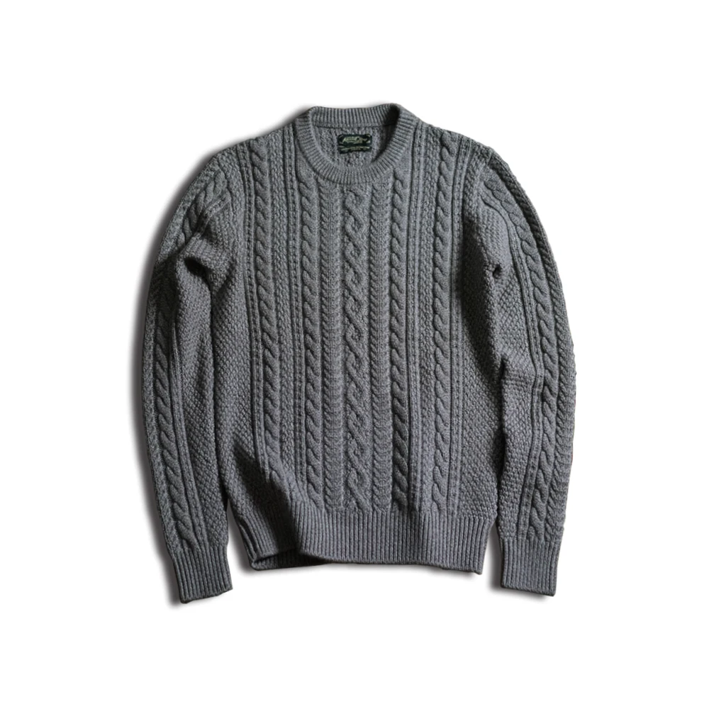 

Men's Fisherman Sweater Merino Wool O-neck Long Sleeves Thick Warm Cable Jumper Winter Streetwear Christmas Gift Vintage Clothes