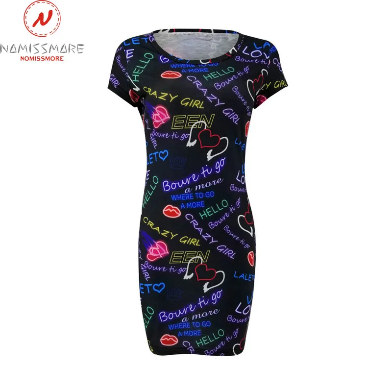 Элегантное женское платье принт с английскими буквами модное летнее Мини Платье