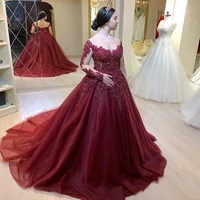 2020 elegant fashion ladies bridalmaids dress red v neck woman ball gown party dress with train