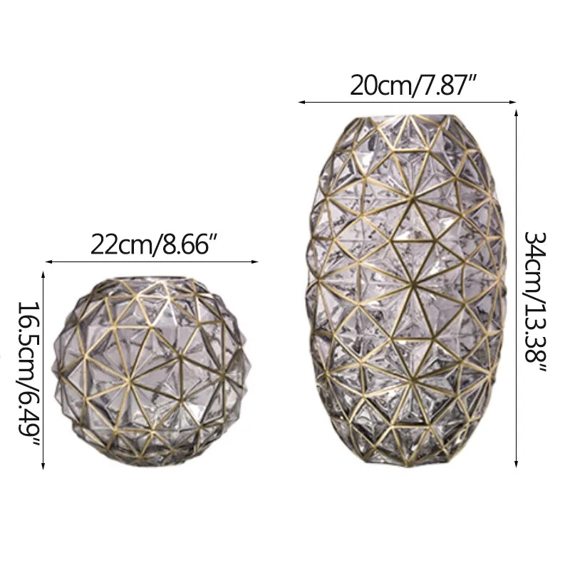 

Nordic Luxury Diamond Check Glass Flower Vase Home Decoration Modern Art Flower Vase Plant Holder Desk Hydroponics Room Decor