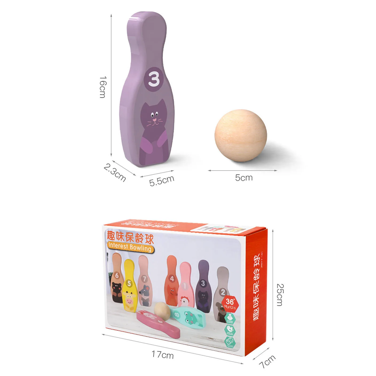 

Fun Wooden Bowling For Children Baby Montessori Educational Toys Animal Number Cognition Ball Table Game Bowling De Madeira