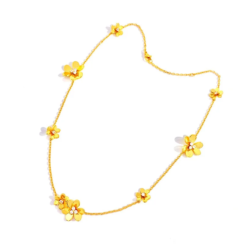 

High Quality Stainless Steel New Style CZ Flower Charms Clavicle Neck Chain Necklace For Women Fashion Cute Jewelry