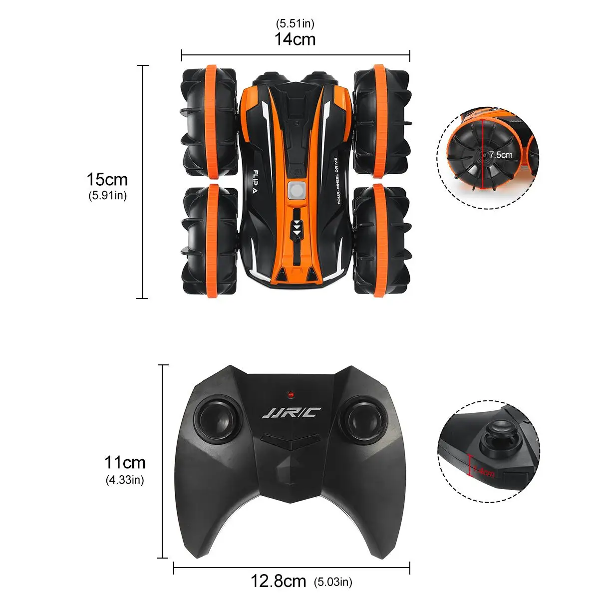 

1:20 Scale 2-IN-1 Amphibious Stunt Car 2.4G RC Truck 360 Degree Flip Rolls Waterproof RC Car Models Trunk with Battery
