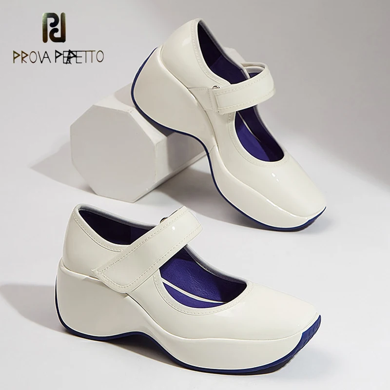 

Spring and Summer New White Black Platform Casual Shoes Niche Design Fashion Leather Personality Buckle Wedge Heel Shoes