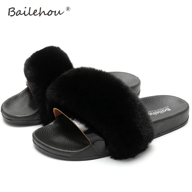 

Fur Slippers Home Female Shoes Women Woman Shoes Spring Summer Fashion Women Flip Flops Slides Sandal Flat Slippers Ladies Shoes
