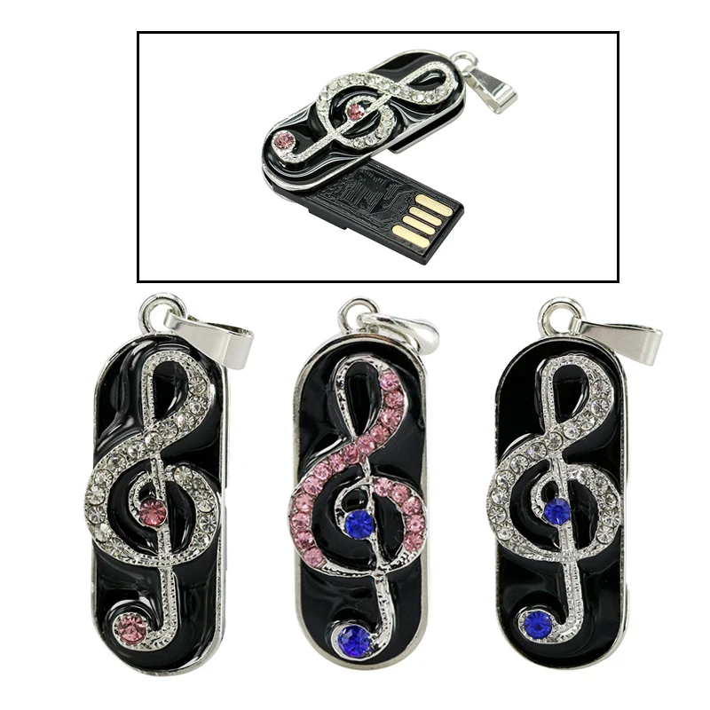 USB флеш накопитель со стразами в виде скрипичного ключа Цепочки и ожерелья 2 0 Stick 4