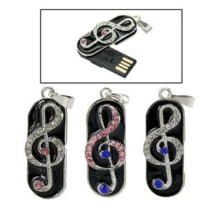 USB флеш-накопитель со стразами в виде скрипичного ключа, Цепочки и ожерелья USB 2,0 Stick 4 Гб 128 ГБ флэш-накопитель u-диск флеш-накопитель USB флэш-накопитель
