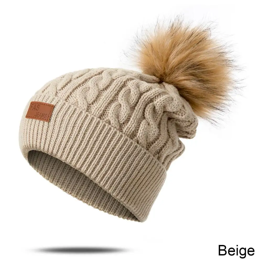 beige Зимняя женская шапка для женщин, вязаная женская шапка, зимние шапки для девушек, женская шапка, шапка s шапка, женская шапка - Цвет: beige