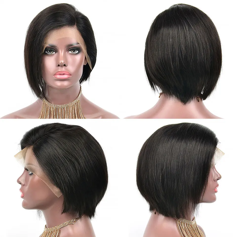 YVONNE дизайн натуральный цвет Ombre Pixie Cut Короткие парики бразильский Remy кружева передние человеческие волосы парики прямые 8 дюймов