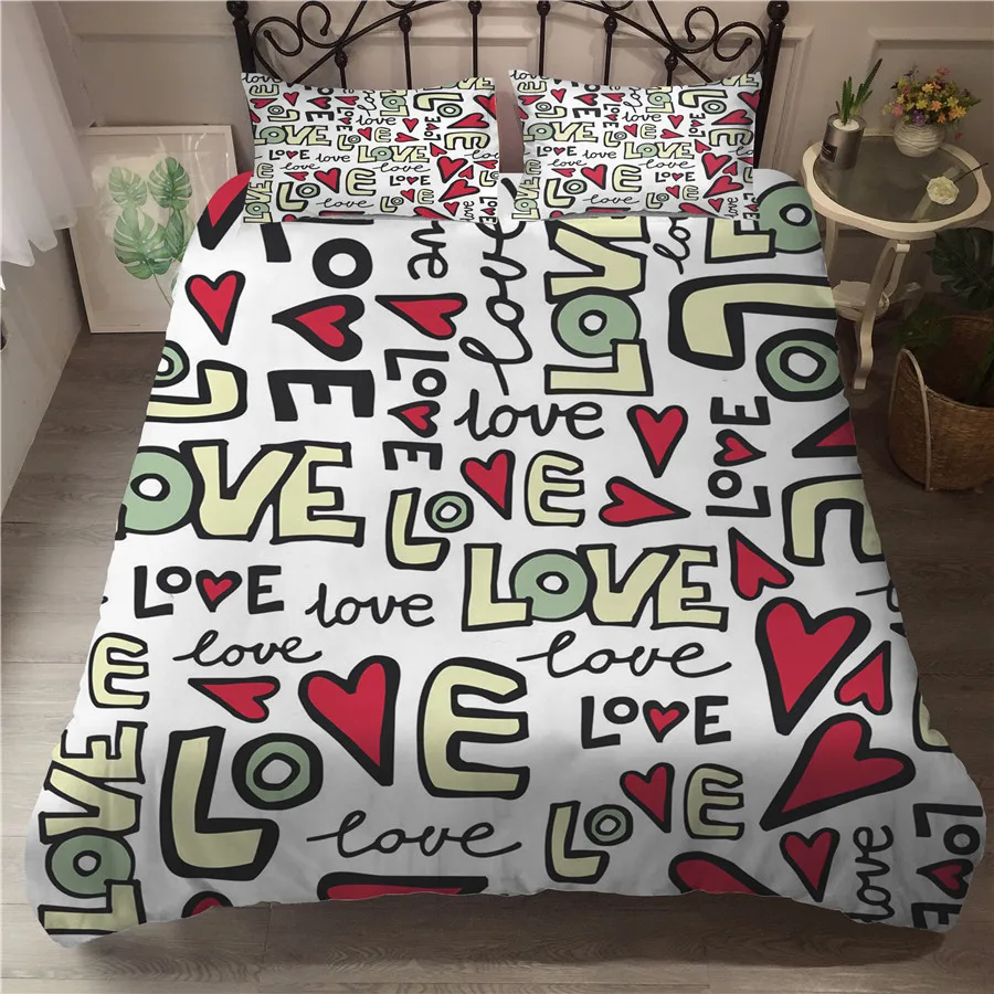 Комплект постельного белья с 3D принтом пододеяльник домашний текстиль на День