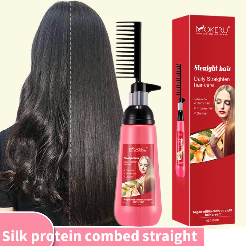 

Hair Straightener Cream Smooth Straight Hair Relaxer Cream With Comb Fast Straightening Nourishing Cream Woman Hair Treatment