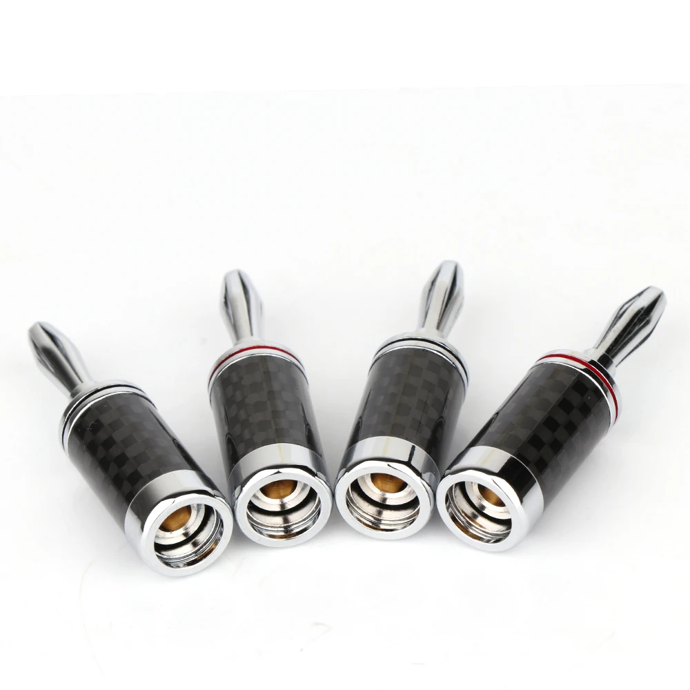4PCS Rhodium plated Carbon fiber banana plug Speaker Cable Banana Terminal | Электроника