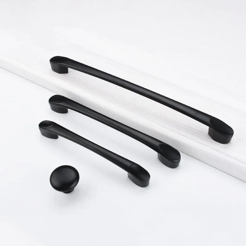 

Cabinet drawer handle aluminum alloy handle furniture black thumbprint door handle