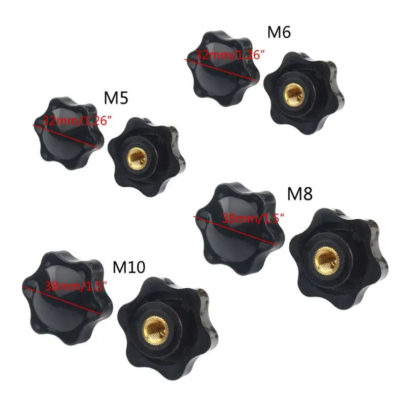 

10PCS M5 M6 M8 M10 Plum Hand Tighten Nuts Manual Clamping Knob Star Thumb Nut