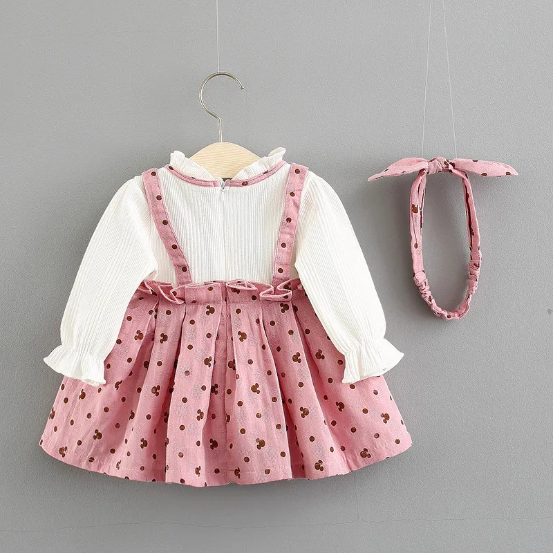 Детское хлопковое платье с бантом и повязками на голову|Платья| |