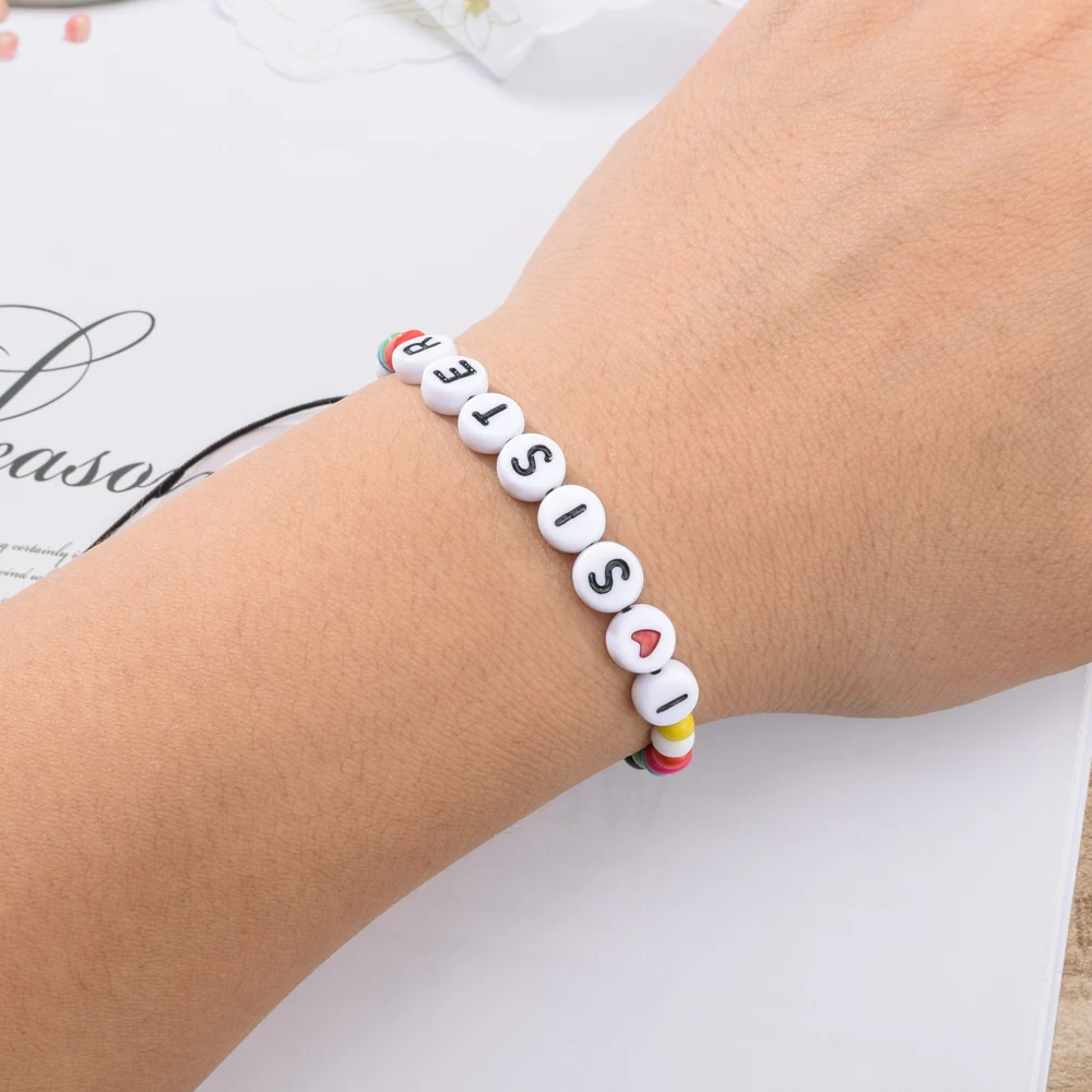 12 шт./лот бусины из семени буквы очаровательные плетеные браслеты для женщин и