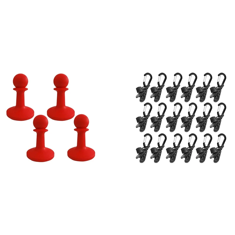 

4Pack Tent Flash Pattern Proof Cap Tent Poles Flash Pattern & 25 x Camping Tent Clip, Windproof Toothed Awning Tent Clip