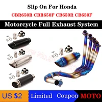 for honda cbr650 cb650r cb650f cbr650r full systems motorcycle exhaust muffler slip on front pipe modified half blue motorcross