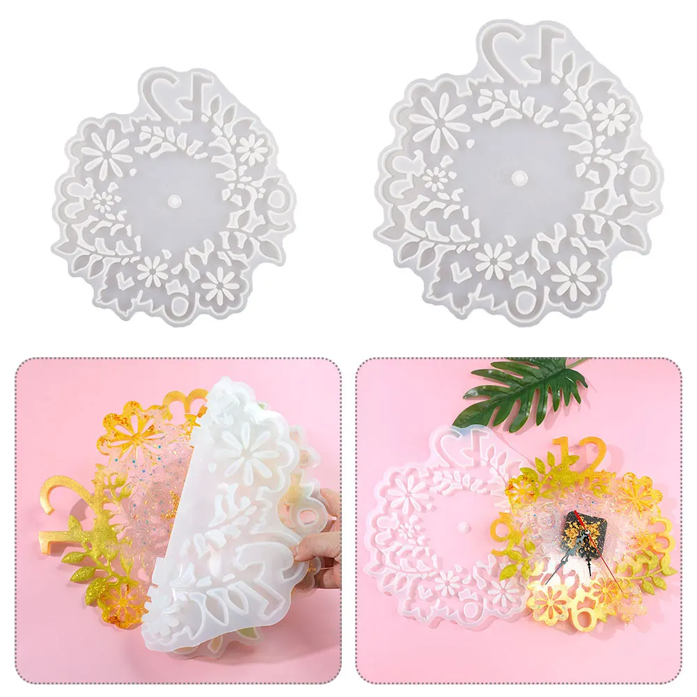 

With Core Large DIY Craft Silicone Mold Art Living Room Decoration Clock Making Wall Time Tools Home Epoxy Resin Arabic