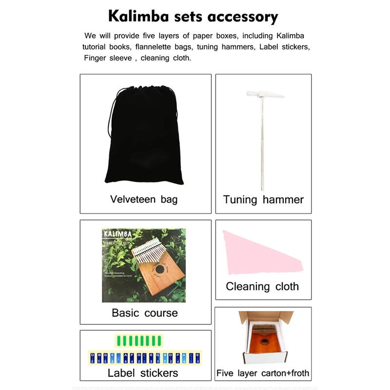 

Kalimba 17 Keys Thumb Piano with Flannelette Bags Tutorial Books Tuning Hammers for Kids Adult Beginners Professional