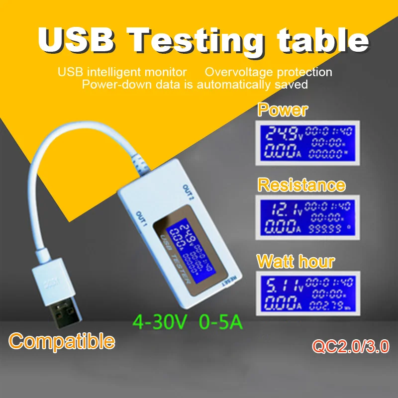 USB-тестер 10 в 1 4-30 5 А с ЖК-дисплеем для быстрой зарядки мобильных телефонов Huawei Oppo |