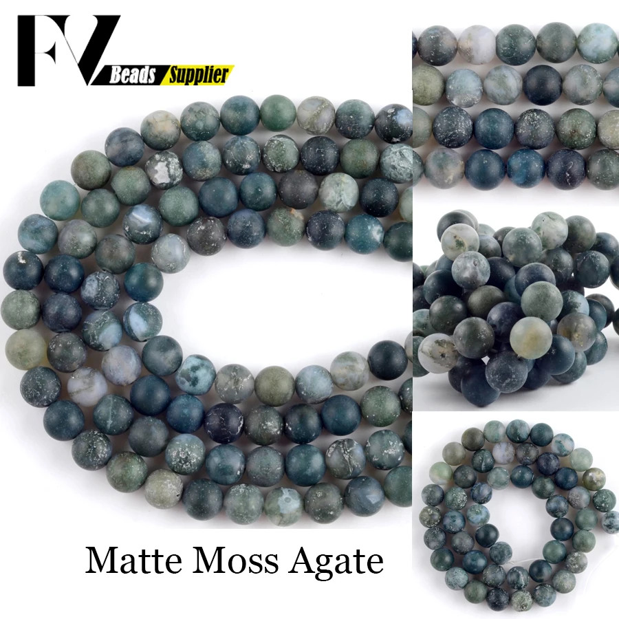 Натуральный Матовый полированные матовые моховые Агаты Каменные Круглые бусины
