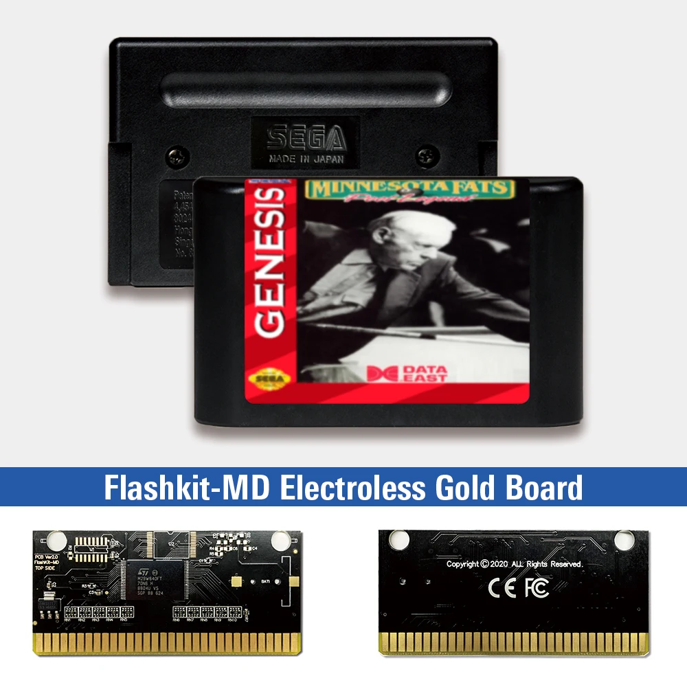 

Fat Minnesota-Pool Legend-этикетка США Flashkit MD Electroless Gold схема на основе печатной платы для игровой консоли Sega Genesis Megadrive
