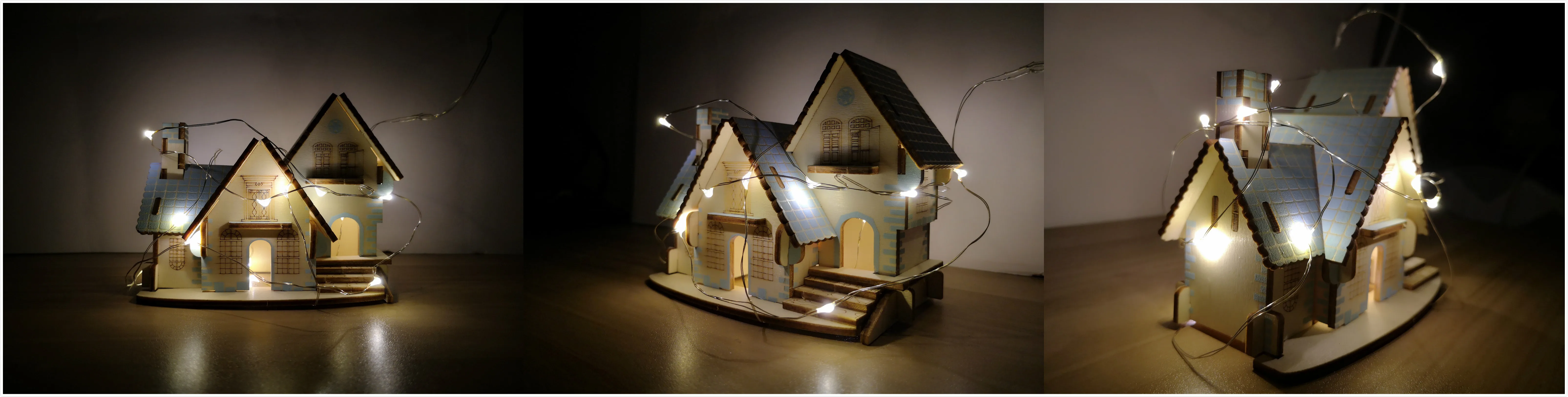 Сборочный Набор DIY строительные 3D деревянные игрушки Голубой домик кукольный домик головоломка мини деревянные модели игрушки для детей