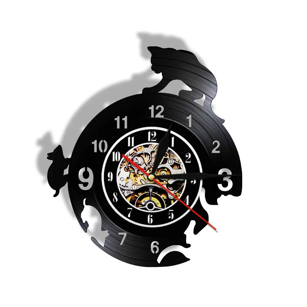 Виниловые настенные часы с изображением кошки и мыши современные украшения для