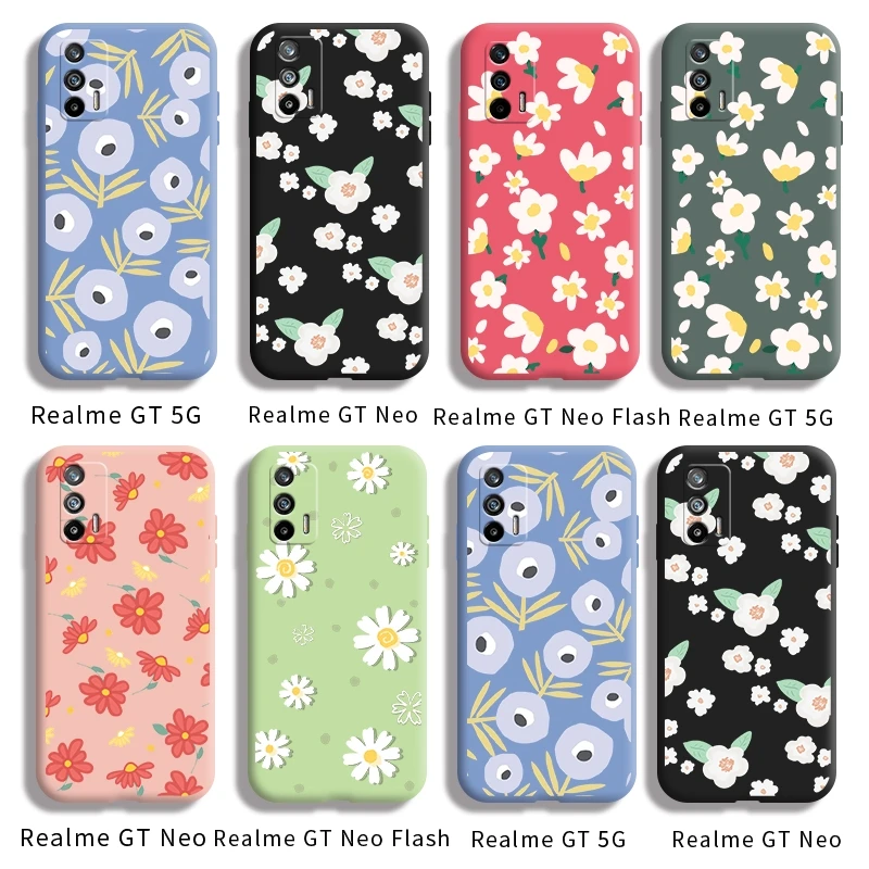 for realme gt 5g gt neo gt neo flash beautiful flower case silicone fall protector free global shipping