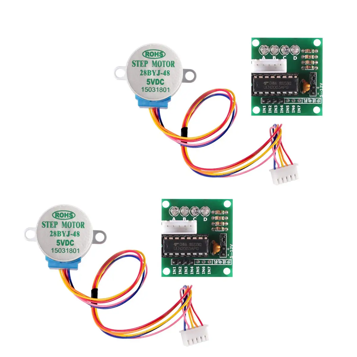 

2 Sets 28BYJ-48 ULN2003 5V 4 Phase Stepper Motor + Reduction ULN2003 Driver Board for Arduino