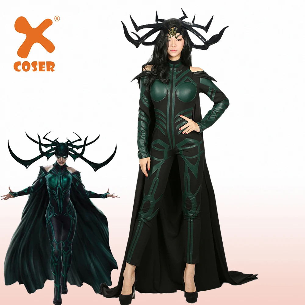 XCOSER Lady Hela костюмы одежда для косплея маскарадный костюм нарядное платье на