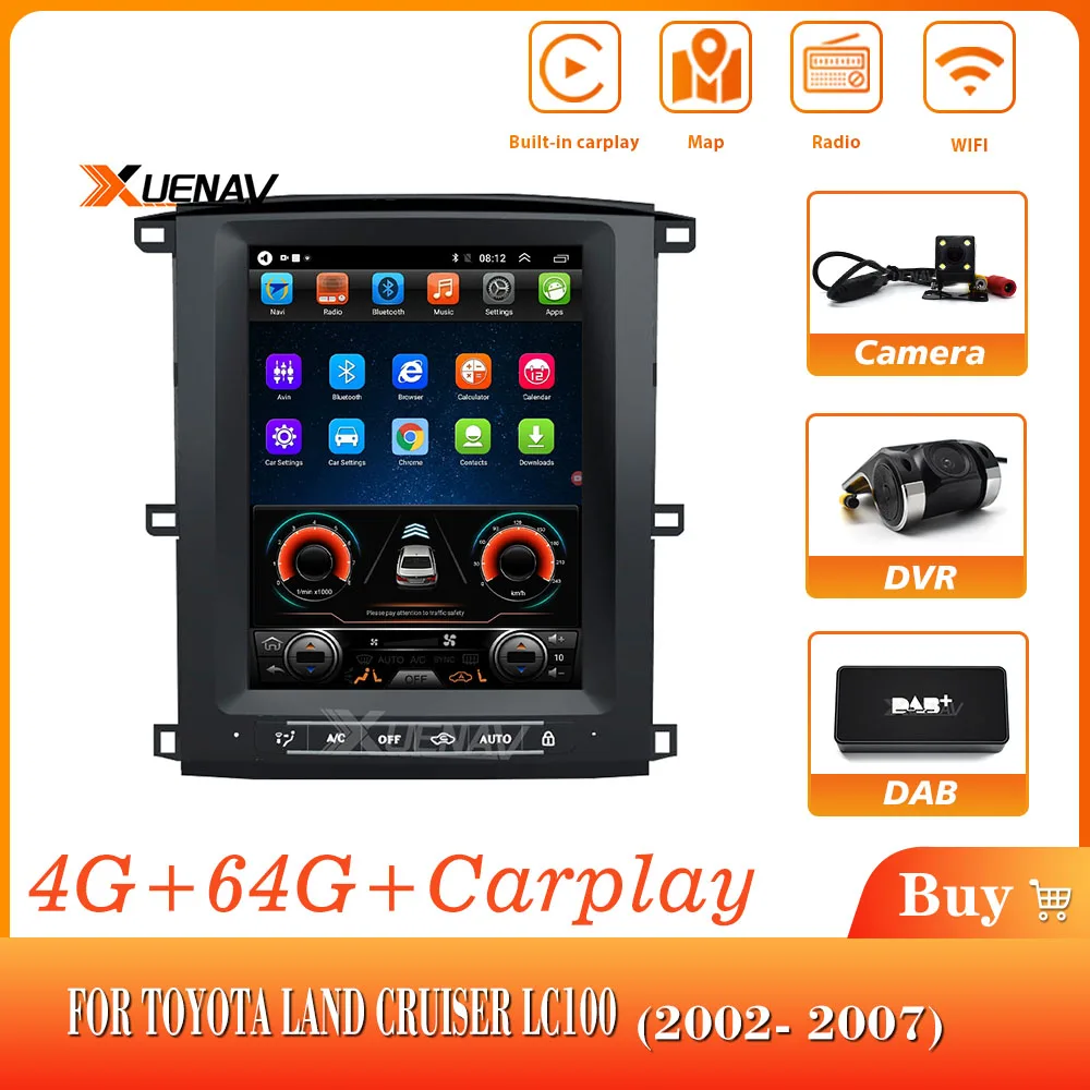 

2din android car radio multimedia player ForTOYOTA LAND CRUISER LC100 2002-2007 car stereo auto radio head unit tesla style