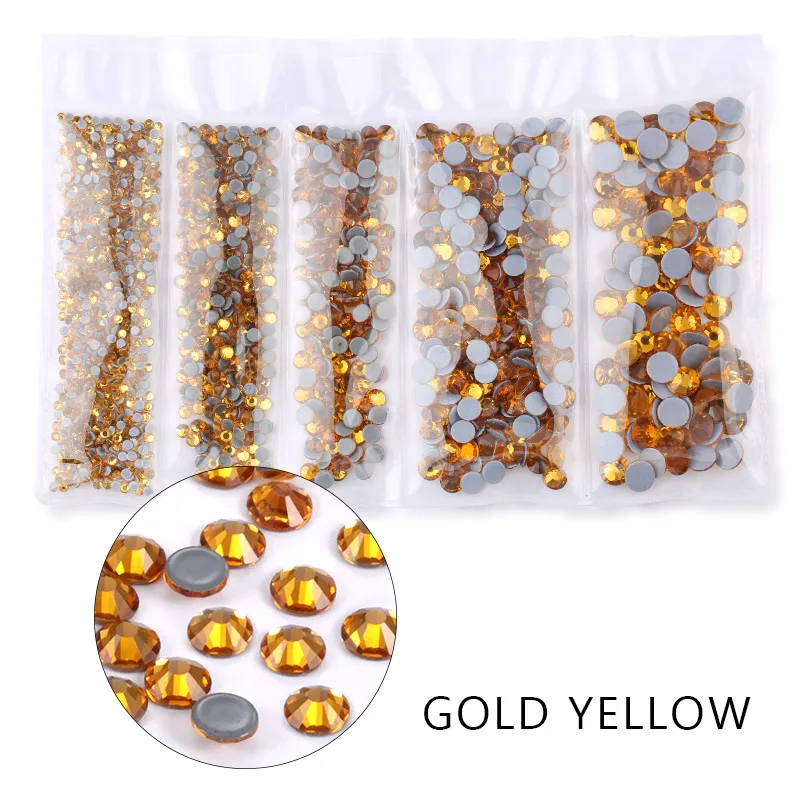 gold yellow AAA SS6-SS30 смешанный размер 1200 шт./лот исправление хрусталя и искусственного алмаза стекло высокого качества кристаллы и камни для одежды DIY Стразы - Цвет: gold yellow