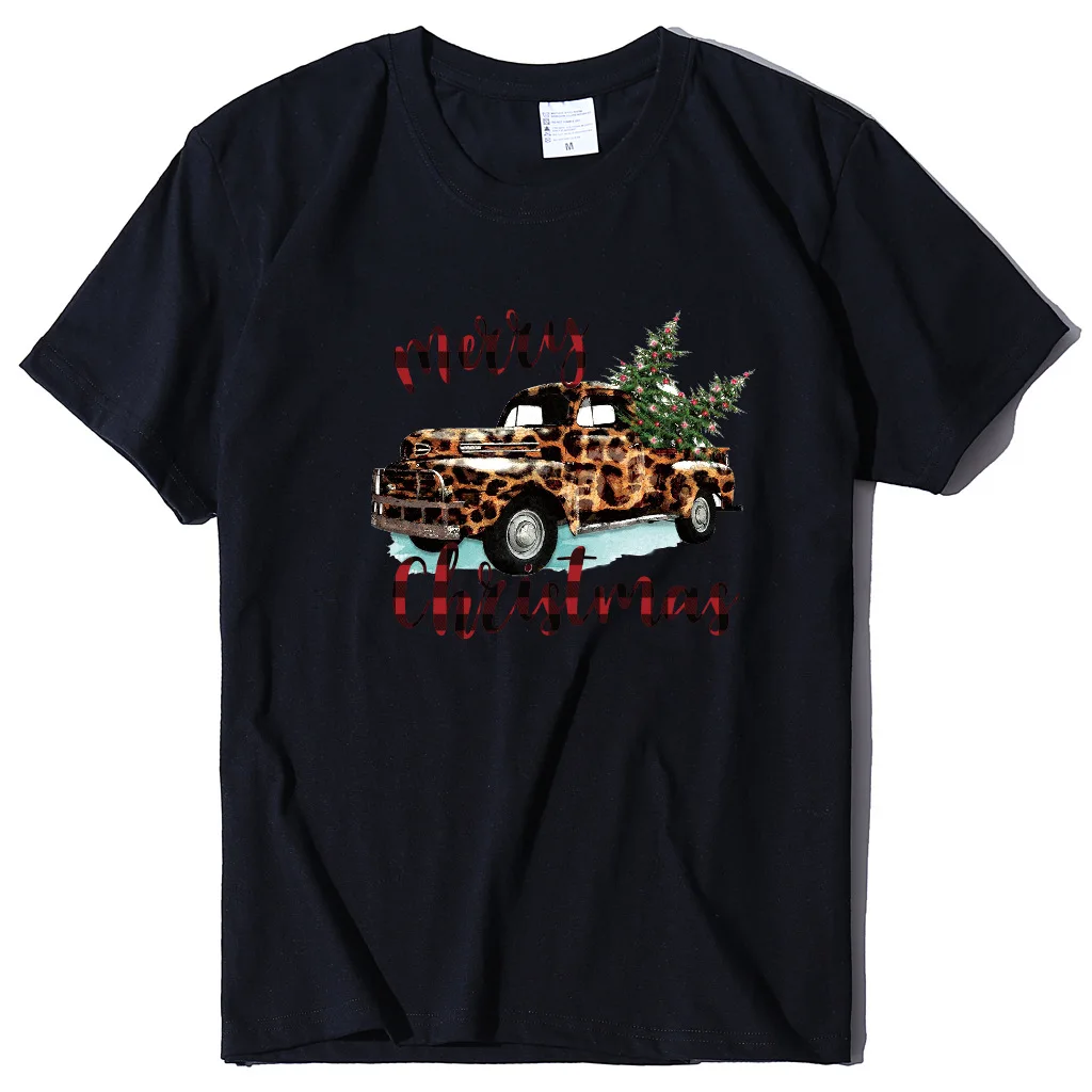 

Merry Christmas Truck T Shirt Korean Aesthetic Print O-Neck Casual Tops Thanksgiving Vintage Womens Shirts Graphic Tees